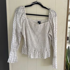 Polka dot bell sleeve top